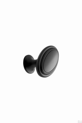 Bouton de meuble ovale 60 en métal, noir mat