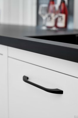 Poignée de meuble oblongue Slim 320, métal, noir mat