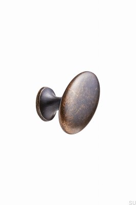 Bouton de meuble ovale simple avec épingles 26 métal bronze antique