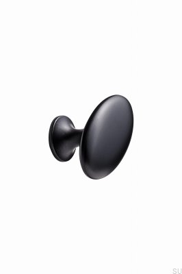 Bouton de meuble ovale simple avec 26 broches, métal noir mat