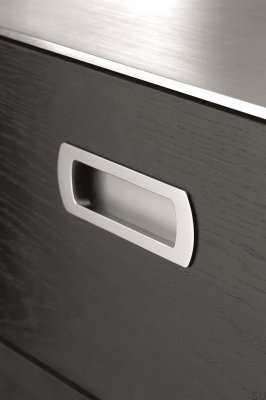 Poignée de meuble encastrée Lux 128 Metal Silver