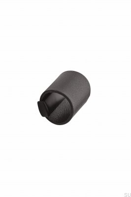 Bouton de meuble Drum 32 en métal noir avec cuir noir