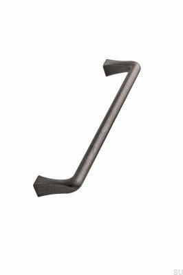 Poignée de meuble allongée concave 160 en métal gris antique