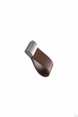 Bouton de meuble Strap 16 Cuir Marron avec Argent