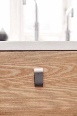 Bouton de meuble Strap 16 Cuir Marron avec Argent
