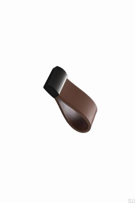 Bouton de meuble Sangle 16 Cuir Marron avec Noir