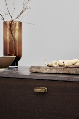 Poignée de meuble en métal doré antique Equester Cup 64