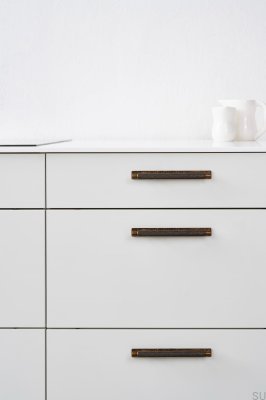 Poignée de meuble oblongue Manor Back 128, métal, antique, or