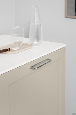 Poignée de meuble allongée en métal nickelé D-Lite 160
