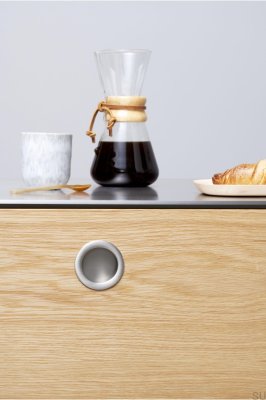 Poignée de meuble encastrée Tub Round 52,5 en métal argenté