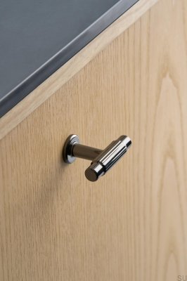 Bouton de meuble T-Bar Villa T 50 en métal plaqué nickel noir
