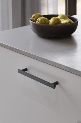 Poignée de meuble oblongue Bis 160 Bois Frêne Noir Mat