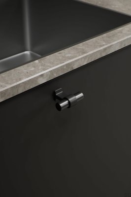 Bouton de meuble en métal T-Bar Bond 50 noir mat/gris métallisé