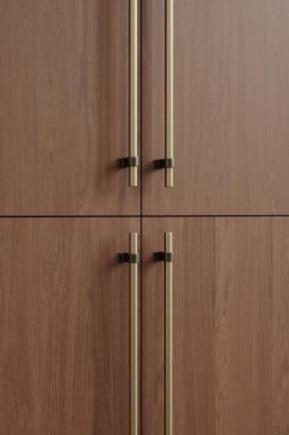 Poignée de meuble allongée Bond 320 en aluminium brossé or et bronze antique