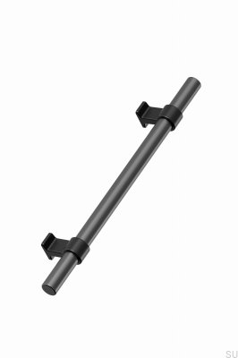 Poignée de meuble allongée en métal Bond 320, noir mat/gris métallisé