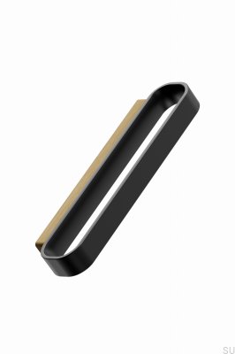 Poignée de meuble oblongue Race 96, bois de chêne et noir mat