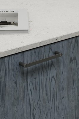 Poignée de meuble oblongue Punto 160, métal, noir mat