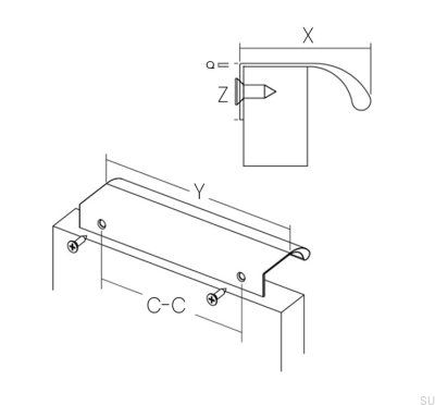 Poignée de meuble Edge Straight 200 en aluminium bronze antique