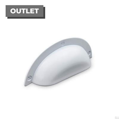 Poignée de meuble coquille Conti 64, métal, blanc mat