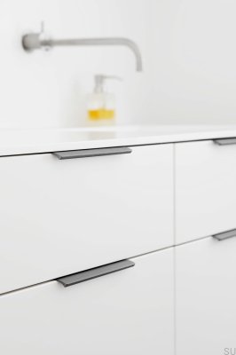 Poignée de meuble Edge Straight 40 en aluminium brossé anthracite