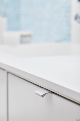 Poignée de meuble Edge Straight 100 en aluminium blanc mat