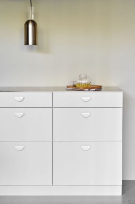 Poignée de meuble horizontale Small 32 oblongue, Métal, Blanc Mat
