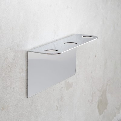 Porte-distributeur de savon triple, acier chromé poli