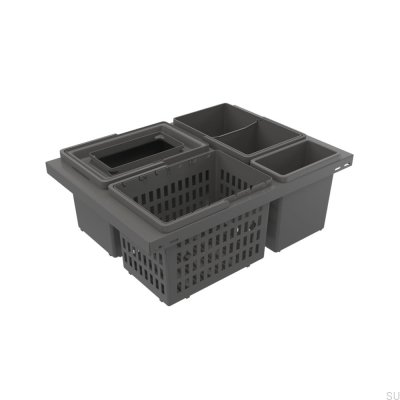 Conteneur de recyclage Cube Basic Low Eco 600, gris foncé