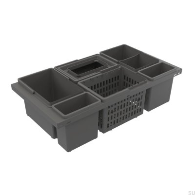Conteneur de recyclage Cube Basic Low Eco 800, gris foncé