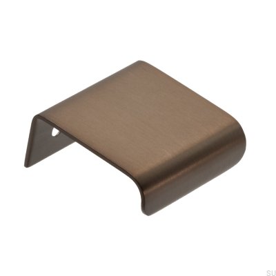 Poignée de meuble Lip 40 en laiton marron avec bord brossé