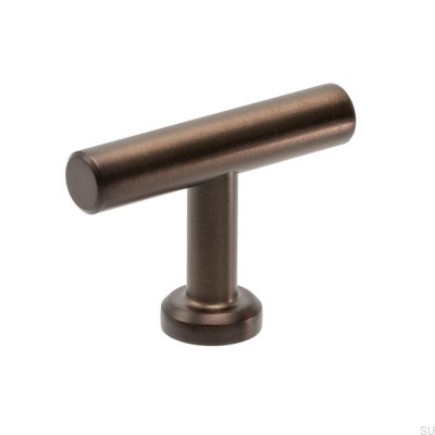 Bouton de meuble T-Bar Viva en laiton marron brossé