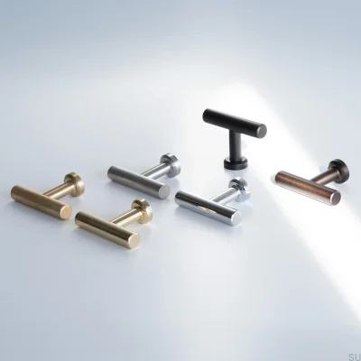 Bouton de meuble T-Bar Viva en laiton brossé