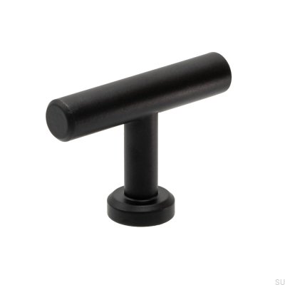 Bouton de meuble T-Bar Viva, acier noir mat
