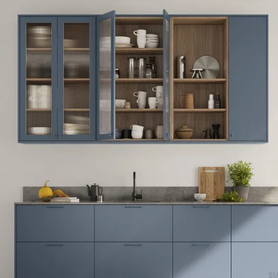 Poignée de meuble oblongue Viva 128 Steel Storm Blue