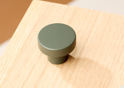 Bouton de meuble circulaire 33 en métal vert cendré