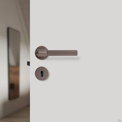 Poignée de porte Helix Stripe 200, métal, marron foncé, style scandinave standard
