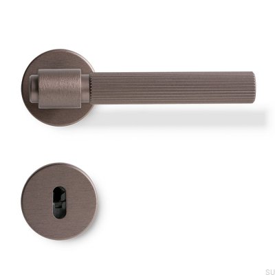 Poignée de porte en métal Helix Stripe 200, marron foncé