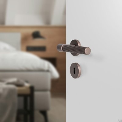 Poignée de porte en métal Helix Stripe 200, marron foncé