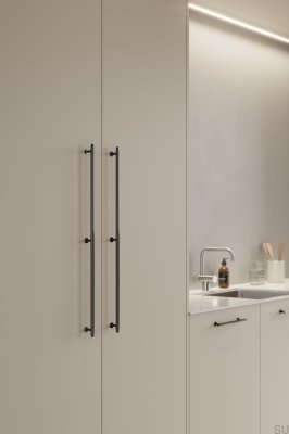 Poignée de meuble oblongue en nickel noir Villa Long 640