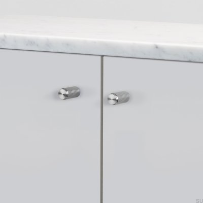 Bouton de meuble Linear 12 en acier argenté (lot de 2)