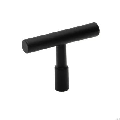 Bouton de meuble T-Bar Spira, acier noir mat