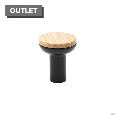 Bouton de meuble Bis Noir avec Bois de Chêne