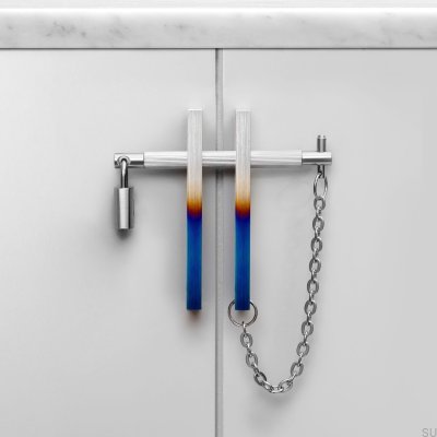 Poignée de meuble avec serrure Precious Bar 70 Acier Brûlé