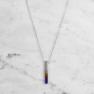 Collier en acier brûlé Linear Steel avec pendentif vertical