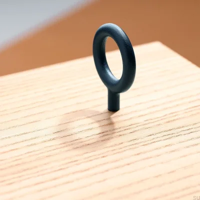 Bouton de meuble Key 32 en métal bleu profond