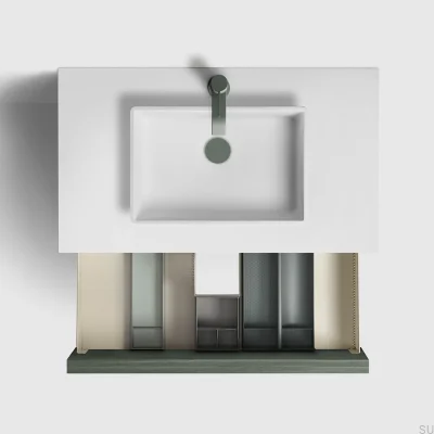 Bouchon de lavabo escamotable universel 74400 Laiton vert cendré