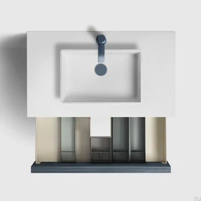 Bouchon de lavabo escamotable universel 74400 Laiton Bleu Profond