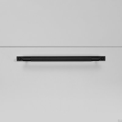Poignée de meuble allongée Linear Plate 225 en acier noir avec coussinet