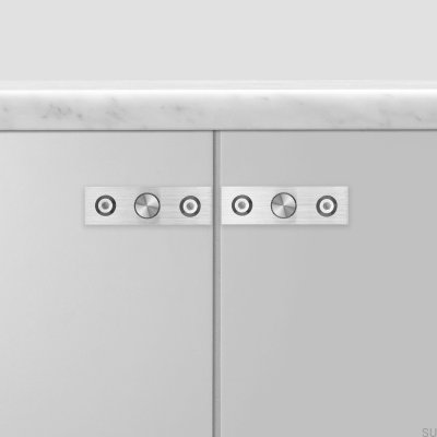Bouton de meuble avec rondelle Linear Plate 12 Acier Argent (ensemble)
