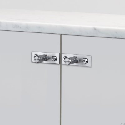 Bouton de meuble avec rondelle Linear Plate 12 Acier Argent (ensemble)